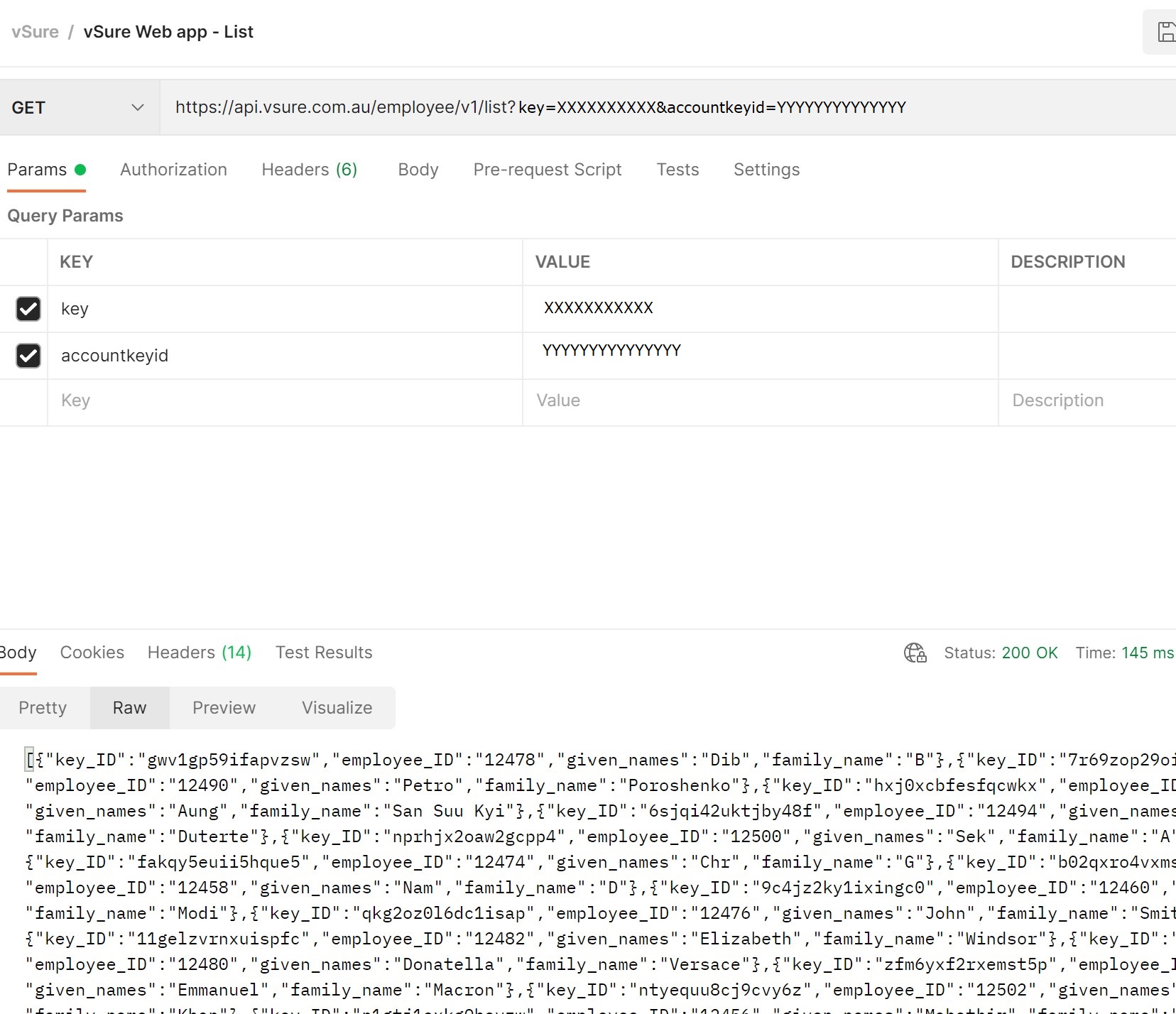 Web-App API POSTMAN Examples – vSure